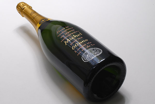 sablage verre decoratif cadeau magnum champagne